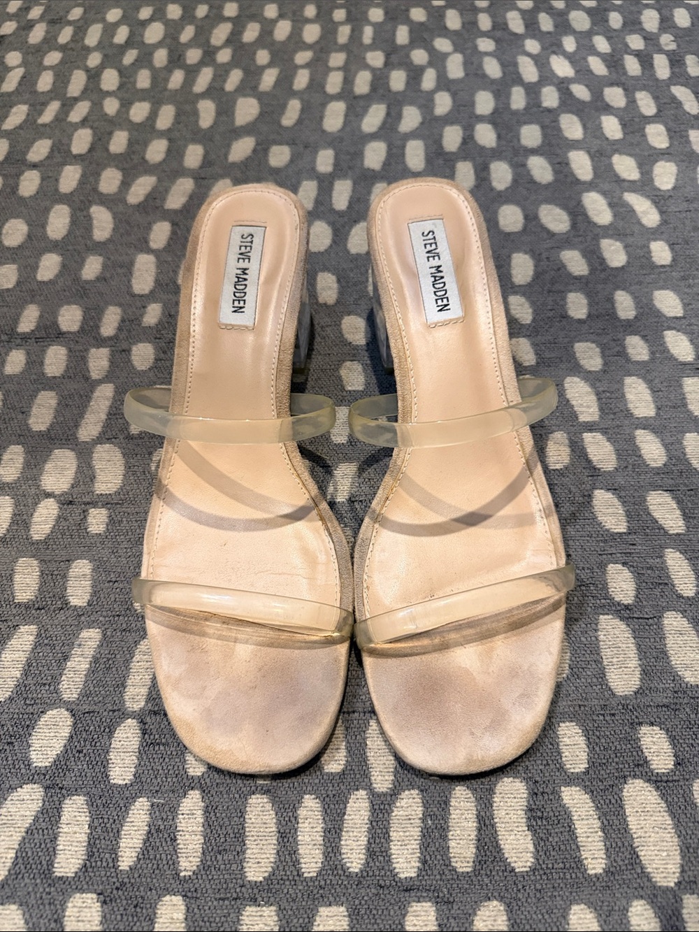 Steve Madden Nude Slide Sandals with Clear Straps Sz 10